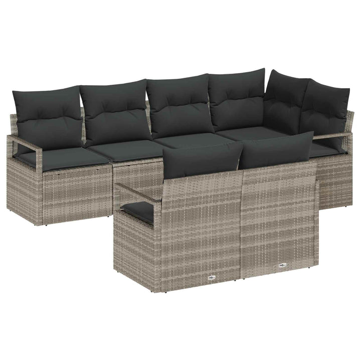 Sofa Sæt 7 pcs Lysegrå polyrattan