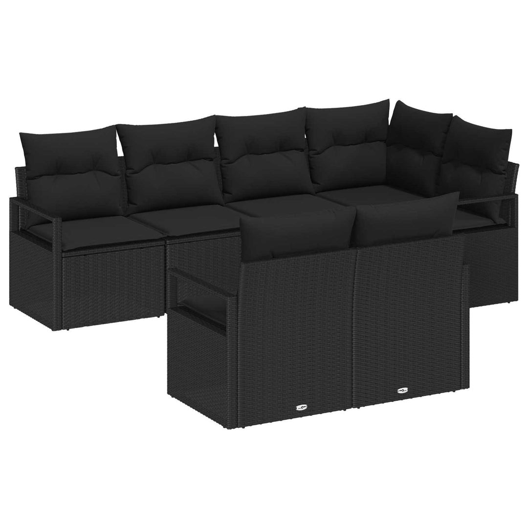 Sofa Sæt 7 pcs Sort polyrattan