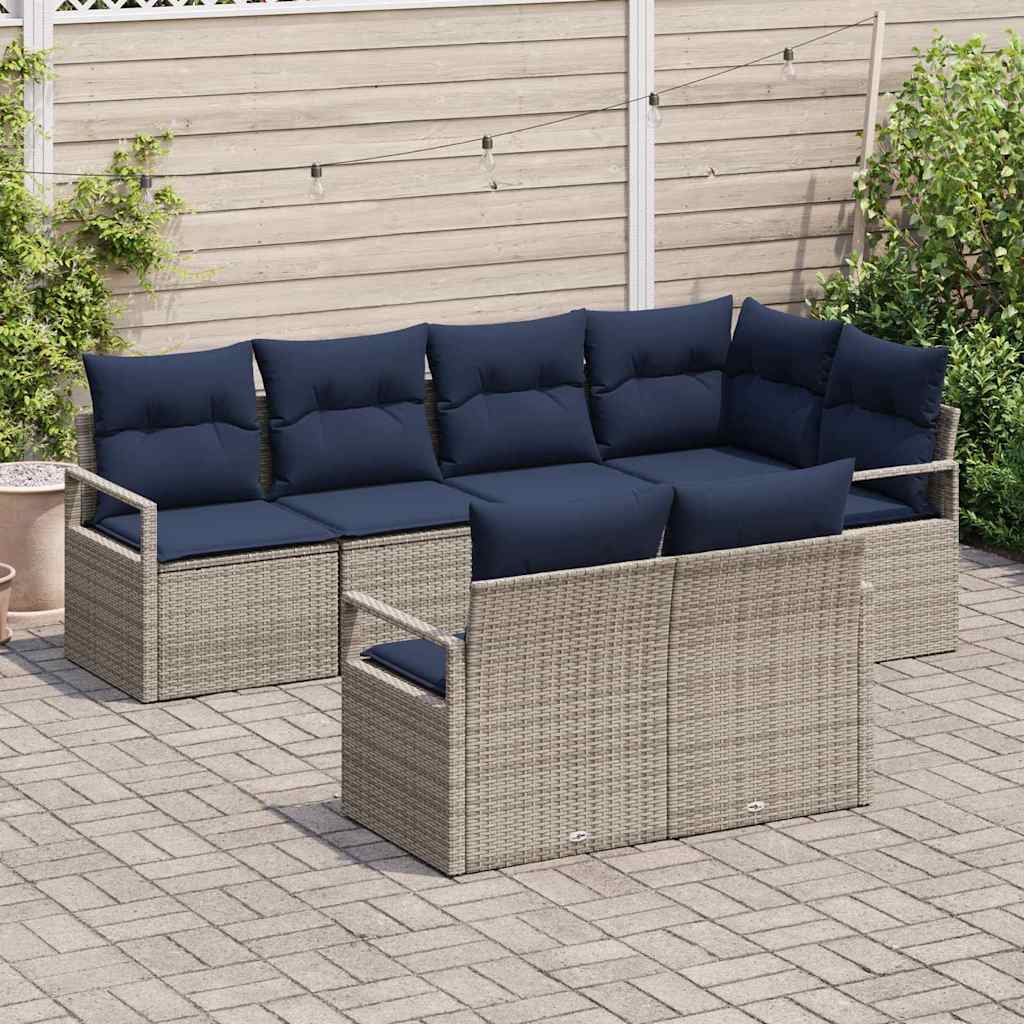 Sofa Sæt 7 pcs Grå polyrattan
