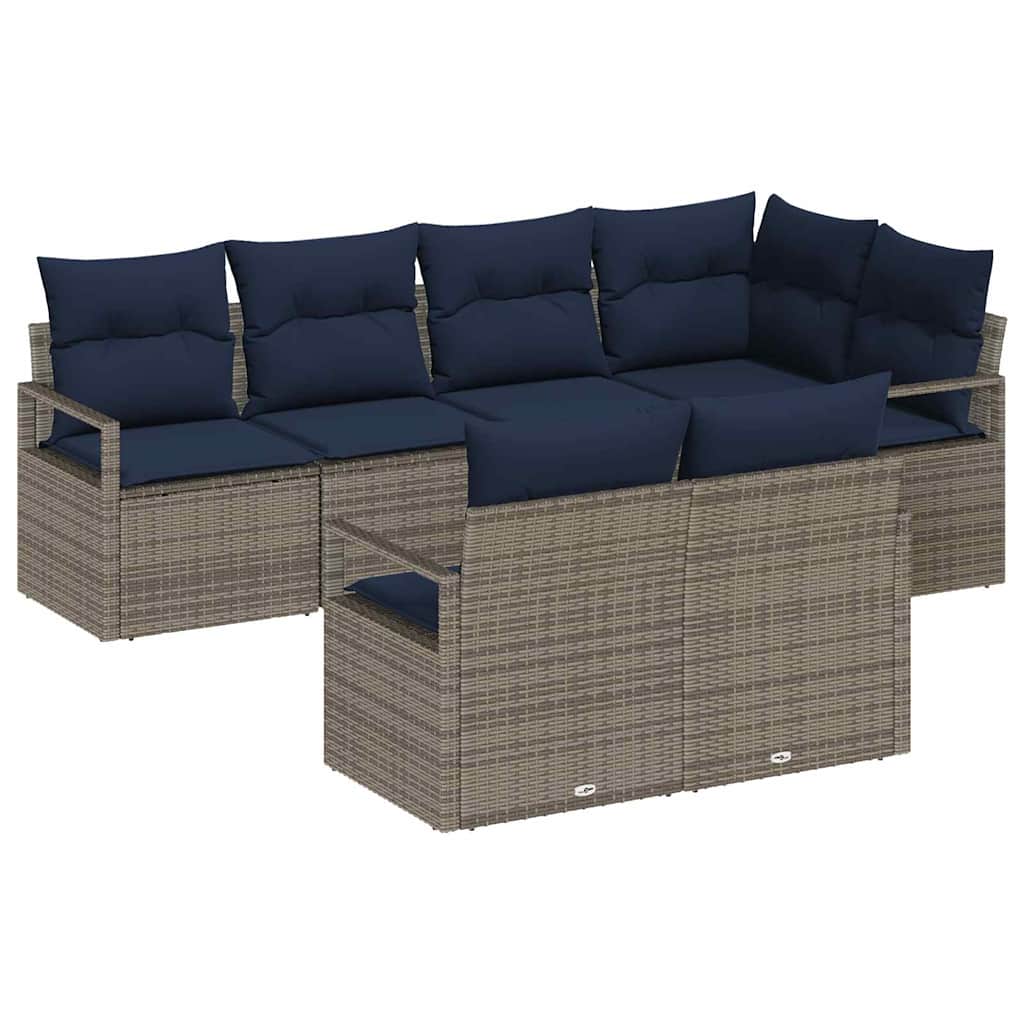 Sofa Sæt 7 pcs Grå polyrattan