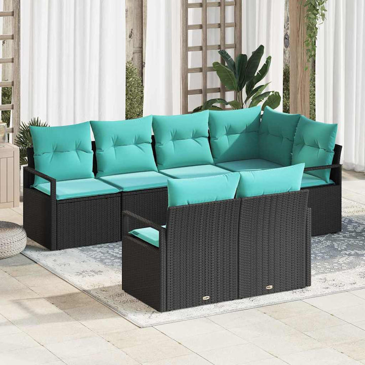 Sofa Sæt 7 pcs Sort polyrattan