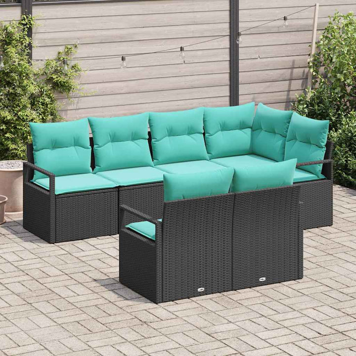 Sofa Sæt 7 pcs Sort polyrattan