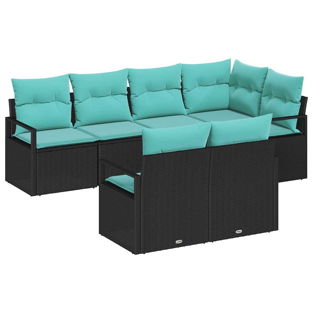 Sofa Sæt 7 pcs Sort polyrattan