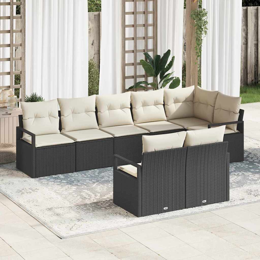 Sofa Sæt 8 pcs Sort polyrattan
