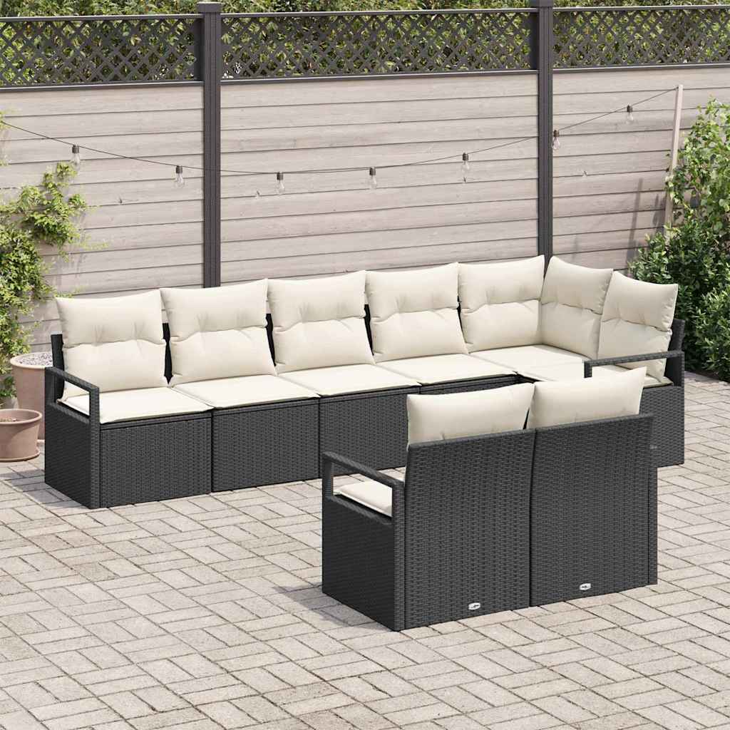 Sofa Sæt 8 pcs Sort polyrattan