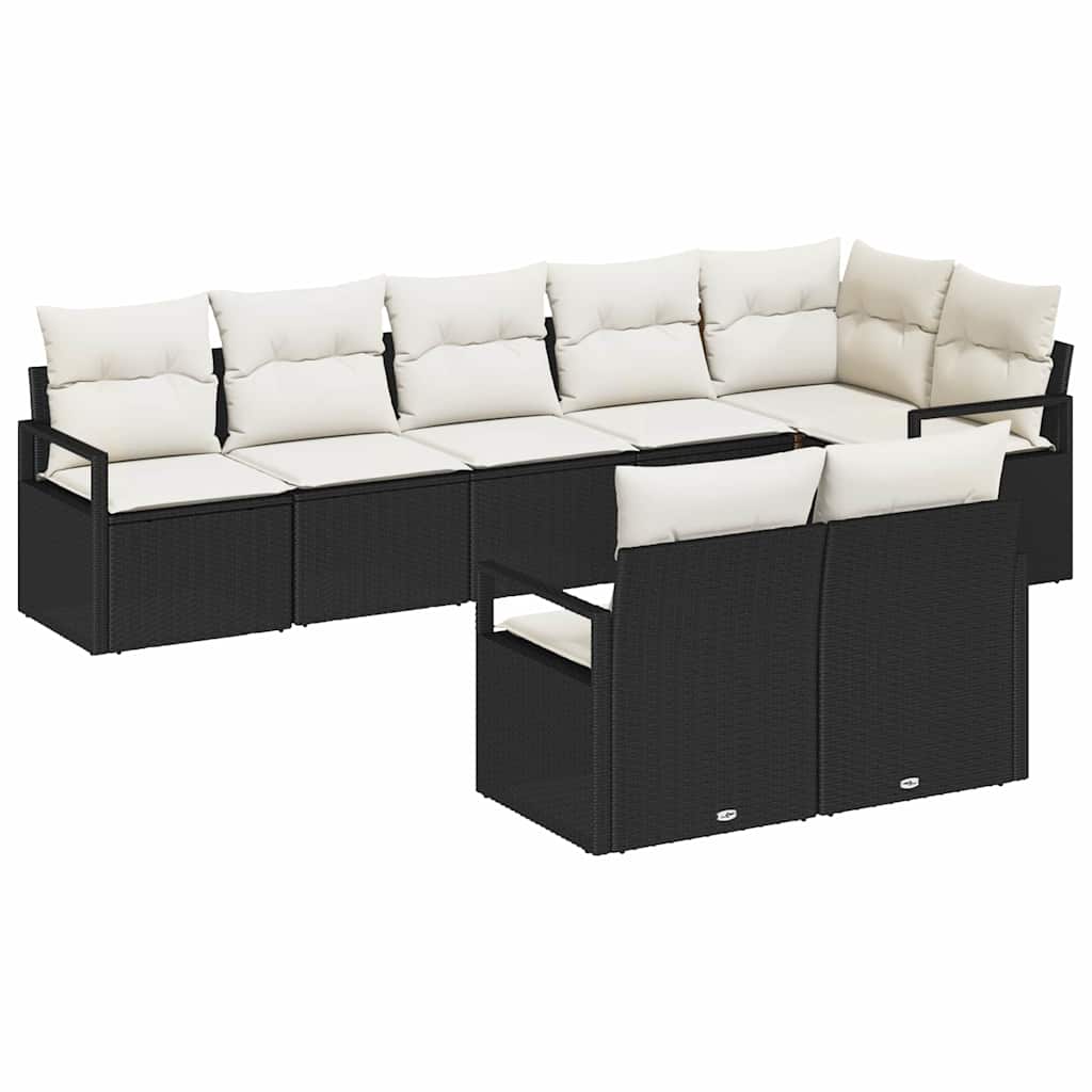 Sofa Sæt 8 pcs Sort polyrattan