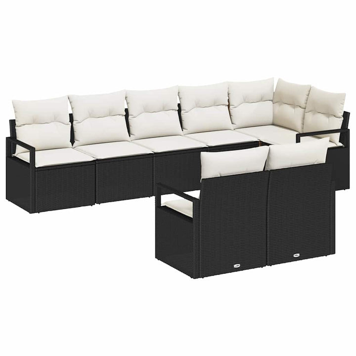 Sofa Sæt 8 pcs Sort polyrattan