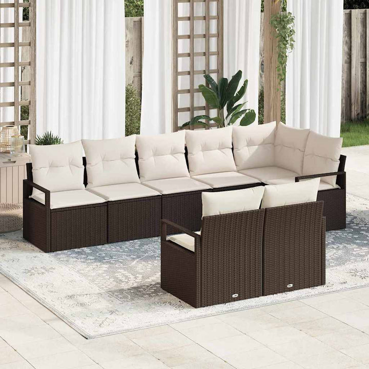 Sofa Sæt 8 pcs Brun polyrattan