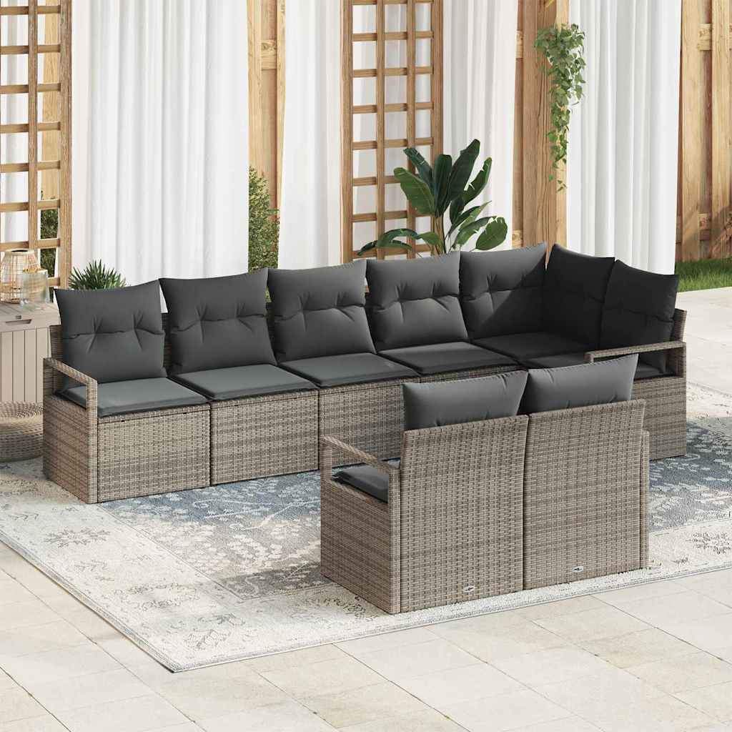 Sofa Sæt 8 pcs Grå polyrattan