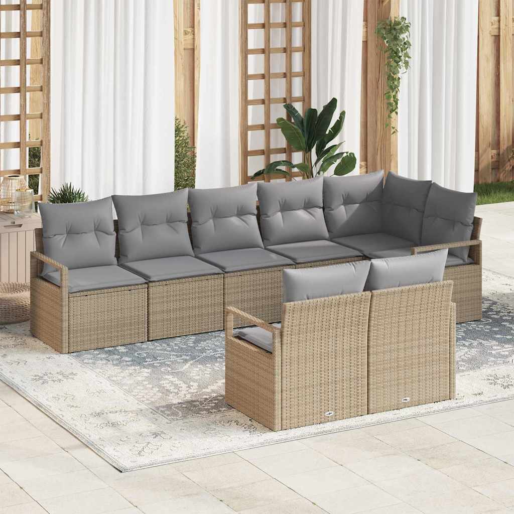 Sofa Sæt 8 pcs Beige polyrattan