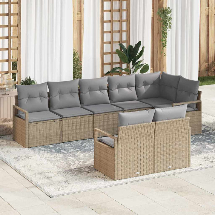 Sofa Sæt 8 pcs Beige polyrattan