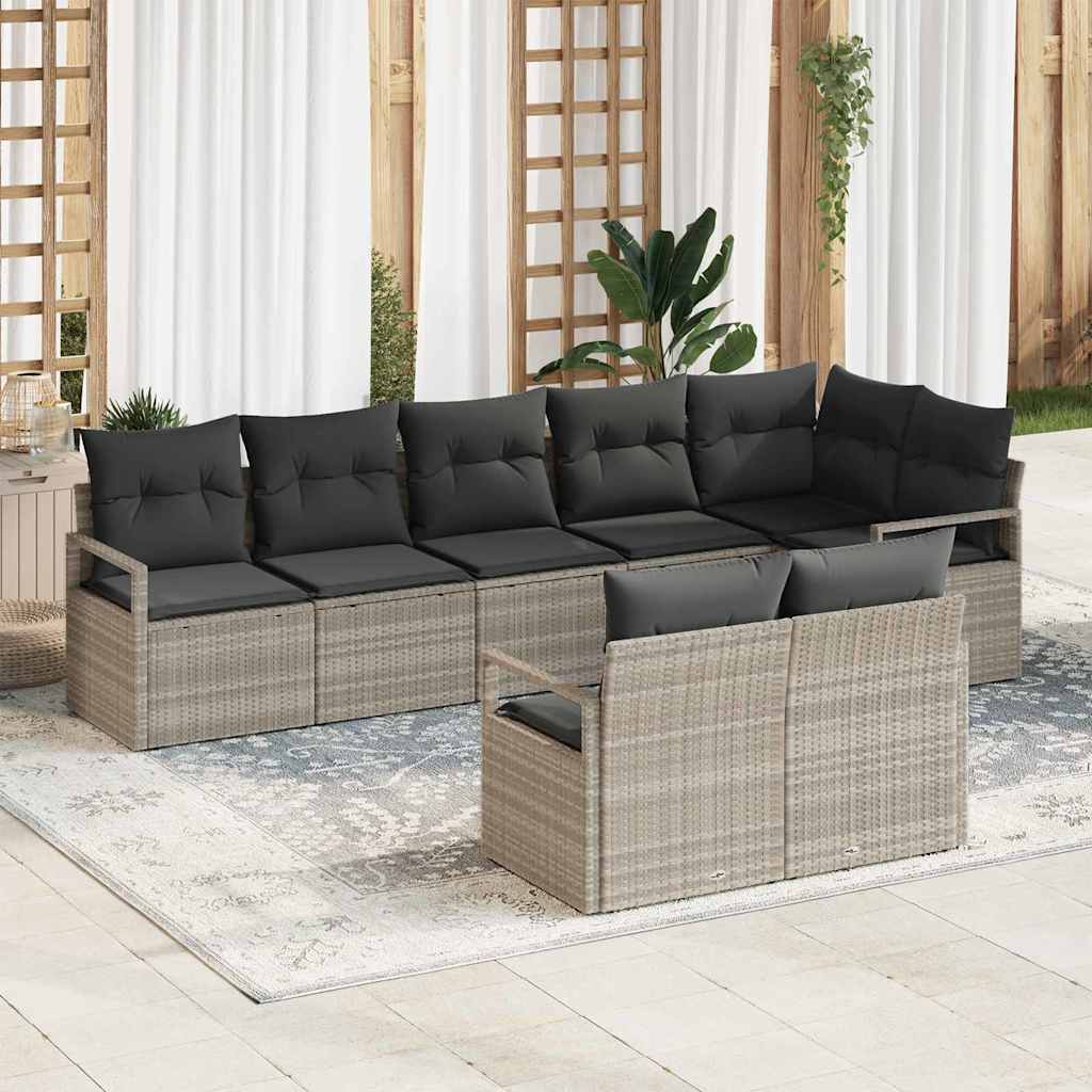 Sofa Sæt 8 pcs Lysegrå polyrattan