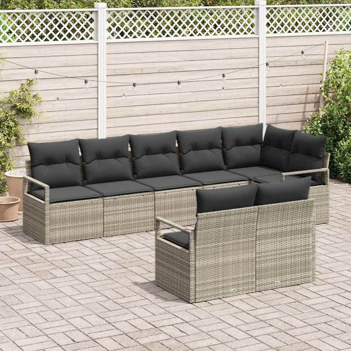 Sofa Sæt 8 pcs Lysegrå polyrattan