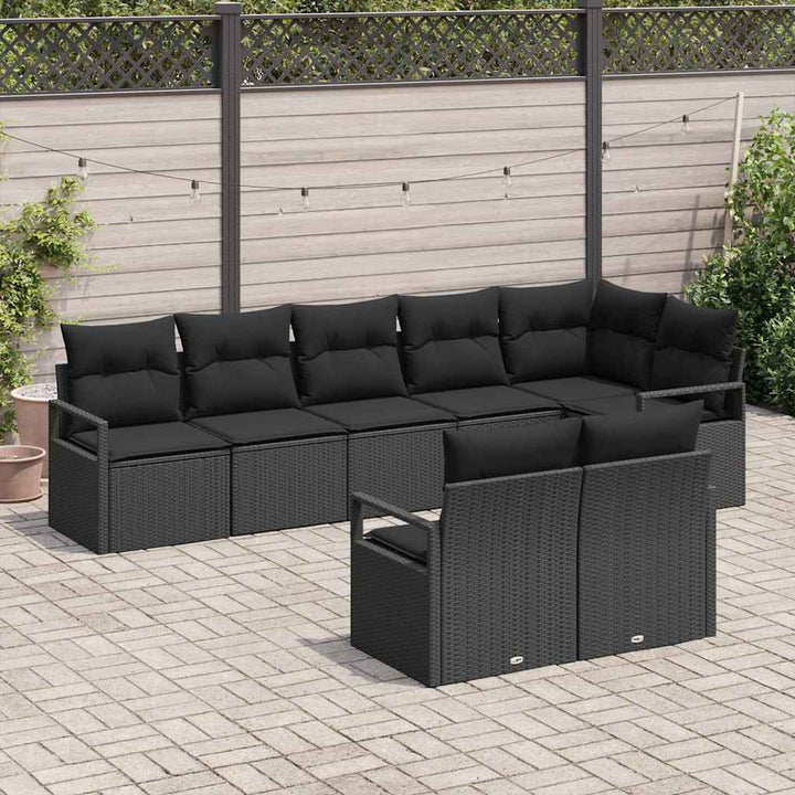 Sofa Sæt 8 pcs Sort polyrattan