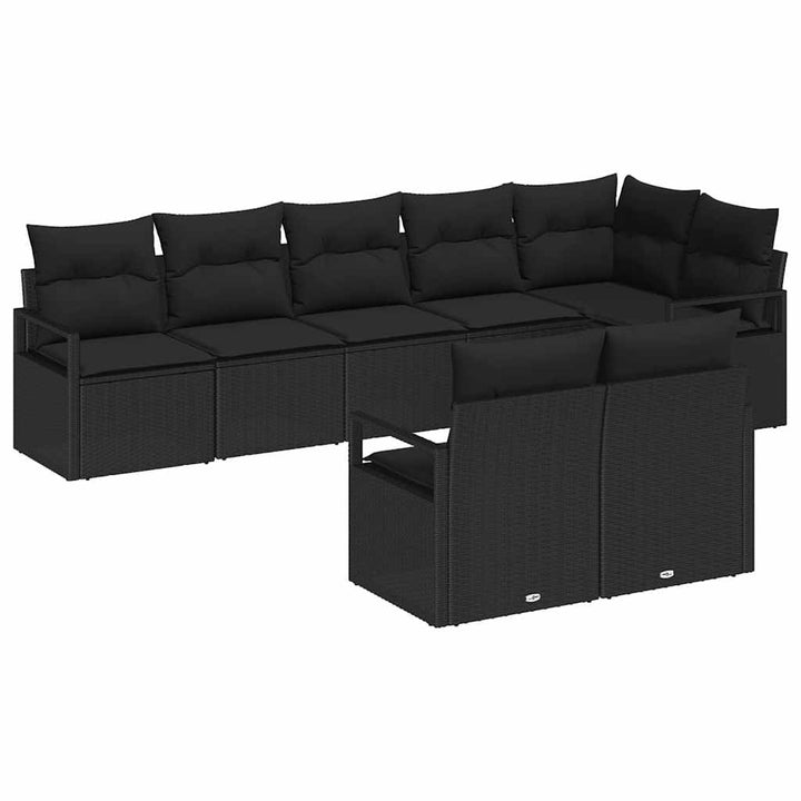 Sofa Sæt 8 pcs Sort polyrattan