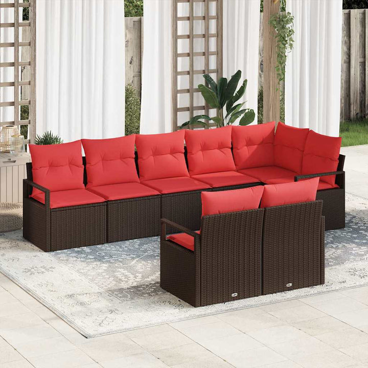 Sofa Sæt 8 pcs Brun polyrattan