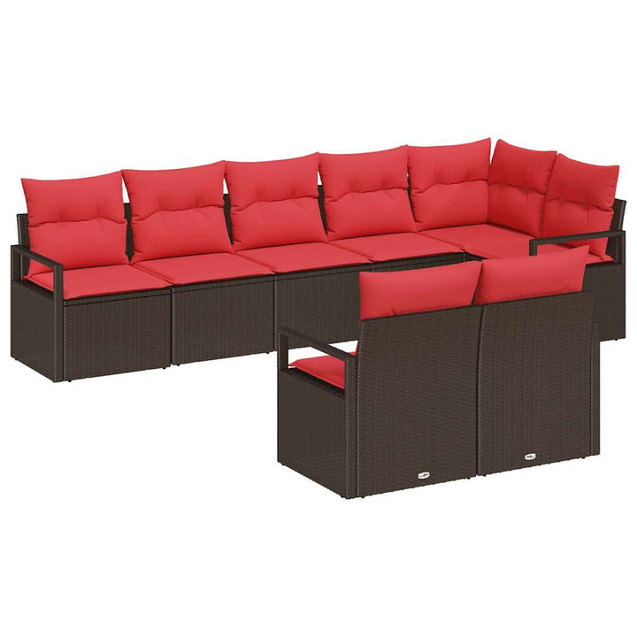 Sofa Sæt 8 pcs Brun polyrattan