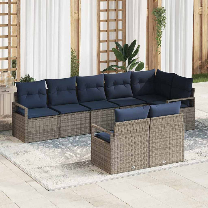 Sofa Sæt 8 pcs Grå polyrattan