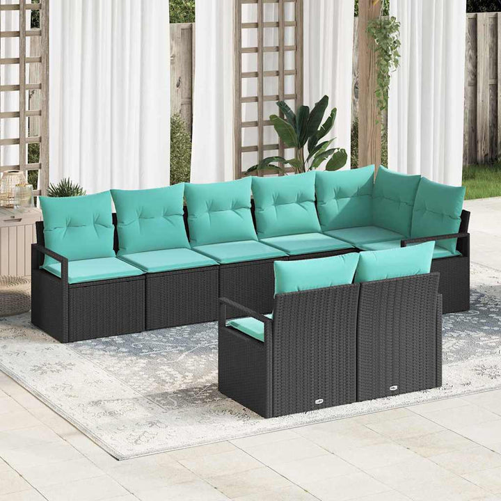 Sofa Sæt 8 pcs Sort polyrattan
