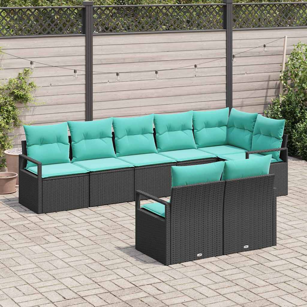 Sofa Sæt 8 pcs Sort polyrattan