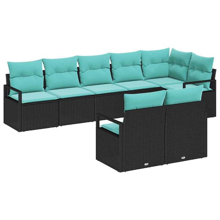 Sofa Sæt 8 pcs Sort polyrattan