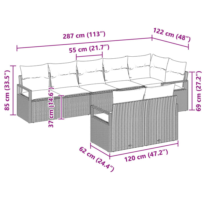 Sofa Sæt 8 pcs Sort polyrattan
