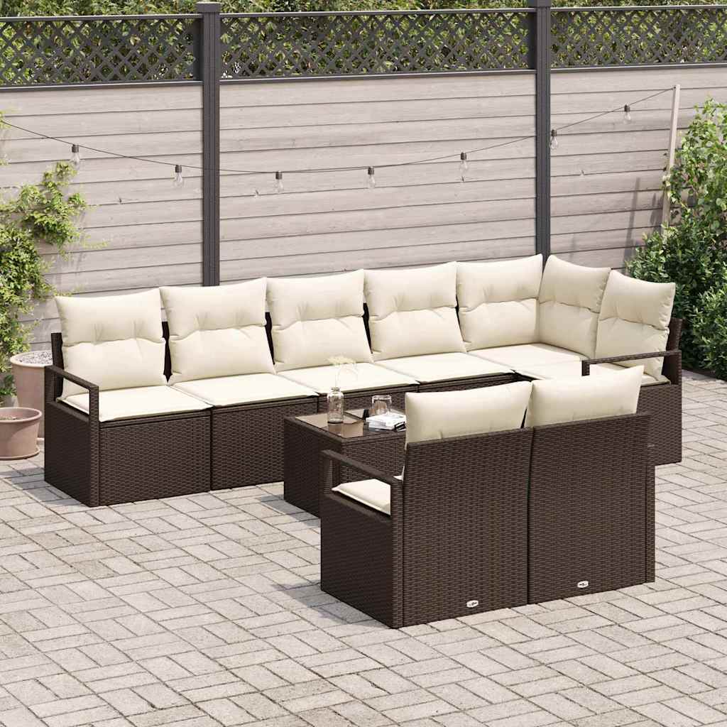 Sofa Sæt 9 pcs Brun polyrattan