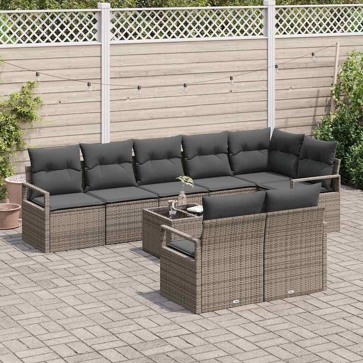 Sofa Sæt 9 pcs Grå polyrattan
