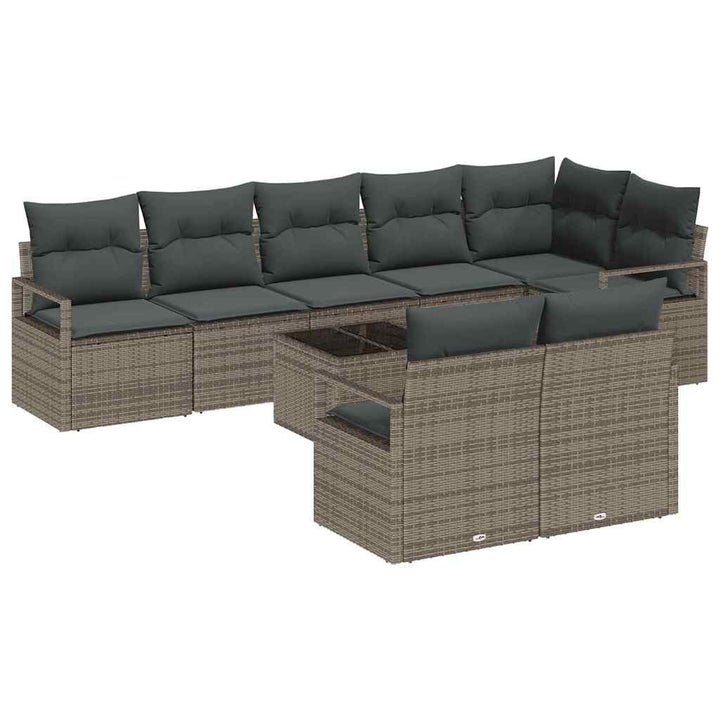 Sofa Sæt 9 pcs Grå polyrattan