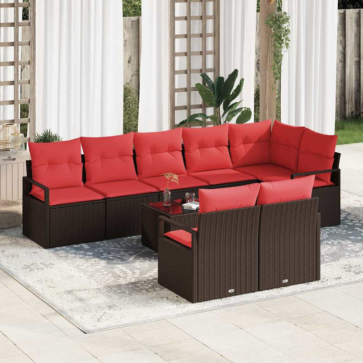 Sofa Sæt 9 pcs Brun polyrattan