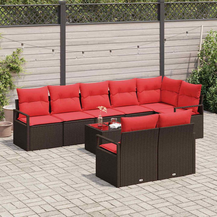Sofa Sæt 9 pcs Brun polyrattan
