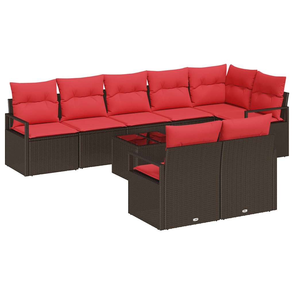 Sofa Sæt 9 pcs Brun polyrattan