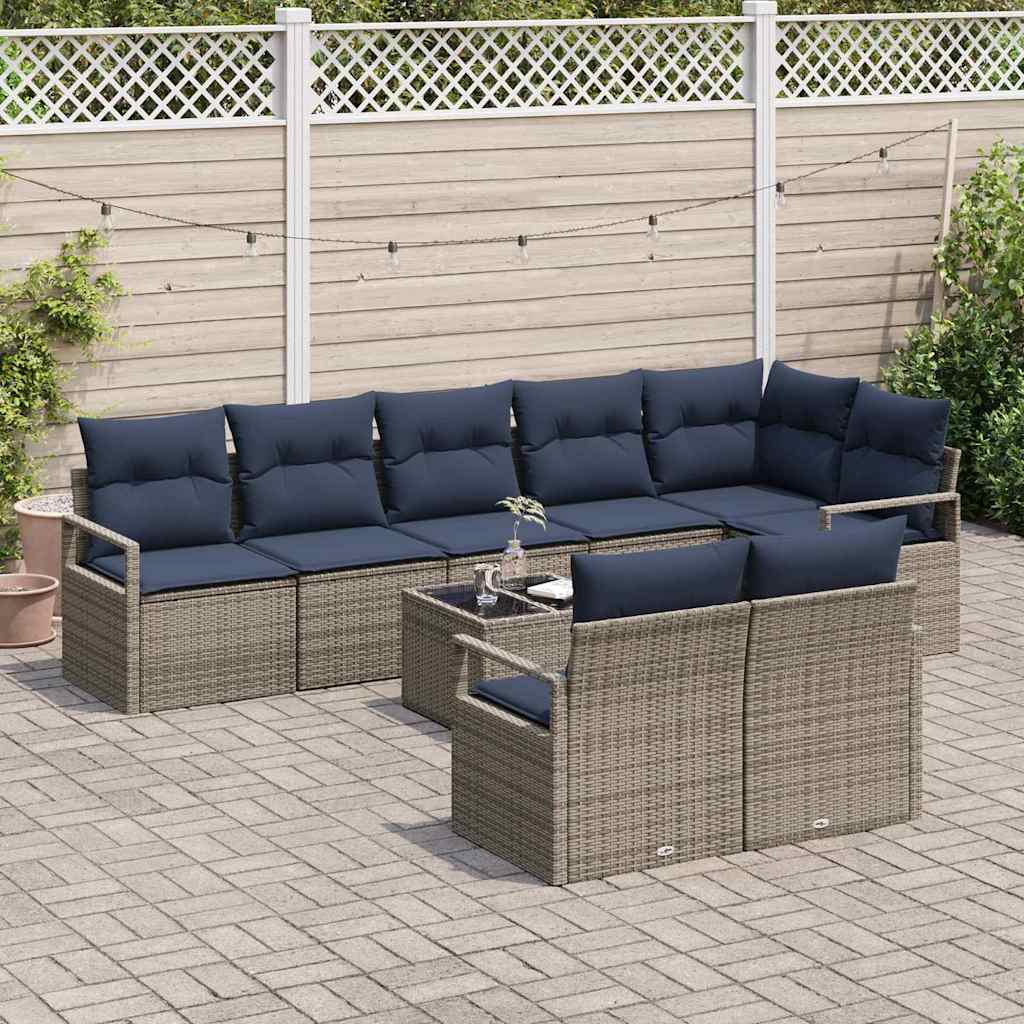 Sofa Sæt 9 pcs Grå polyrattan
