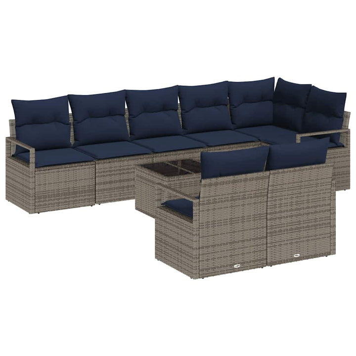 Sofa Sæt 9 pcs Grå polyrattan