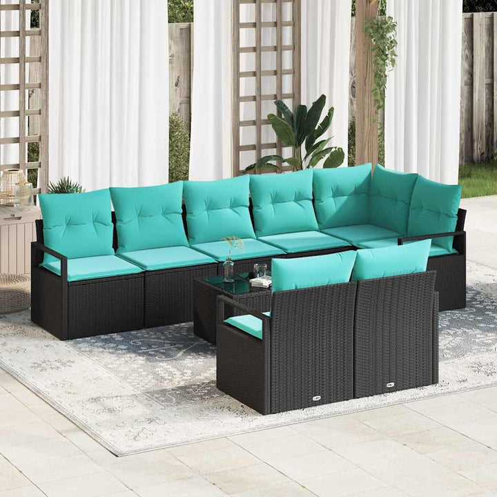 Sofa Sæt 9 pcs Sort polyrattan