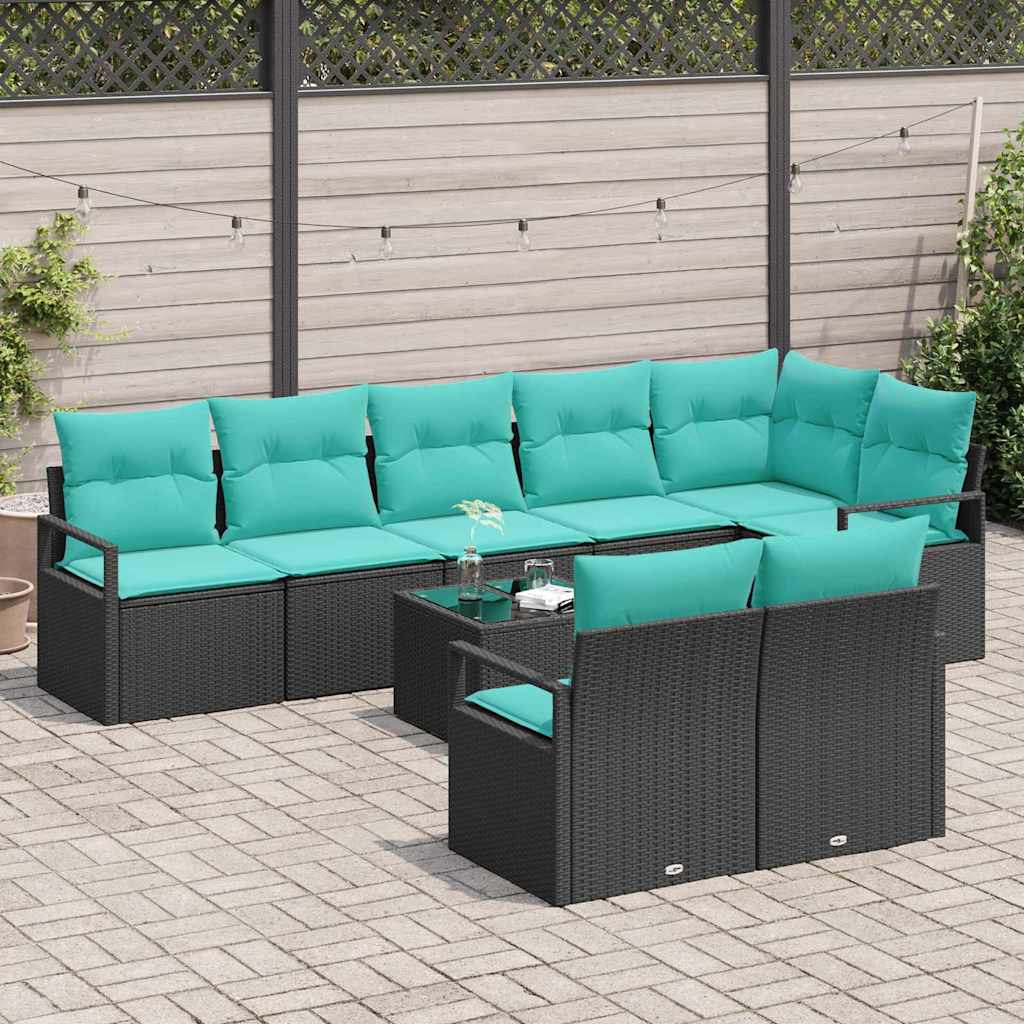 Sofa Sæt 9 pcs Sort polyrattan