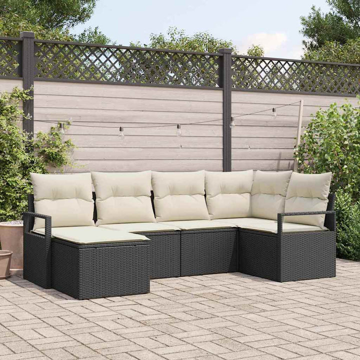 Sofa Sæt 6 stk. Sort polyrattan