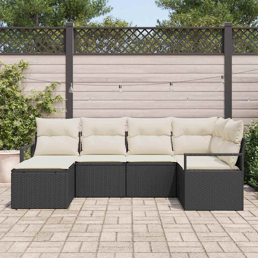 Sofa Sæt 6 stk. Sort polyrattan