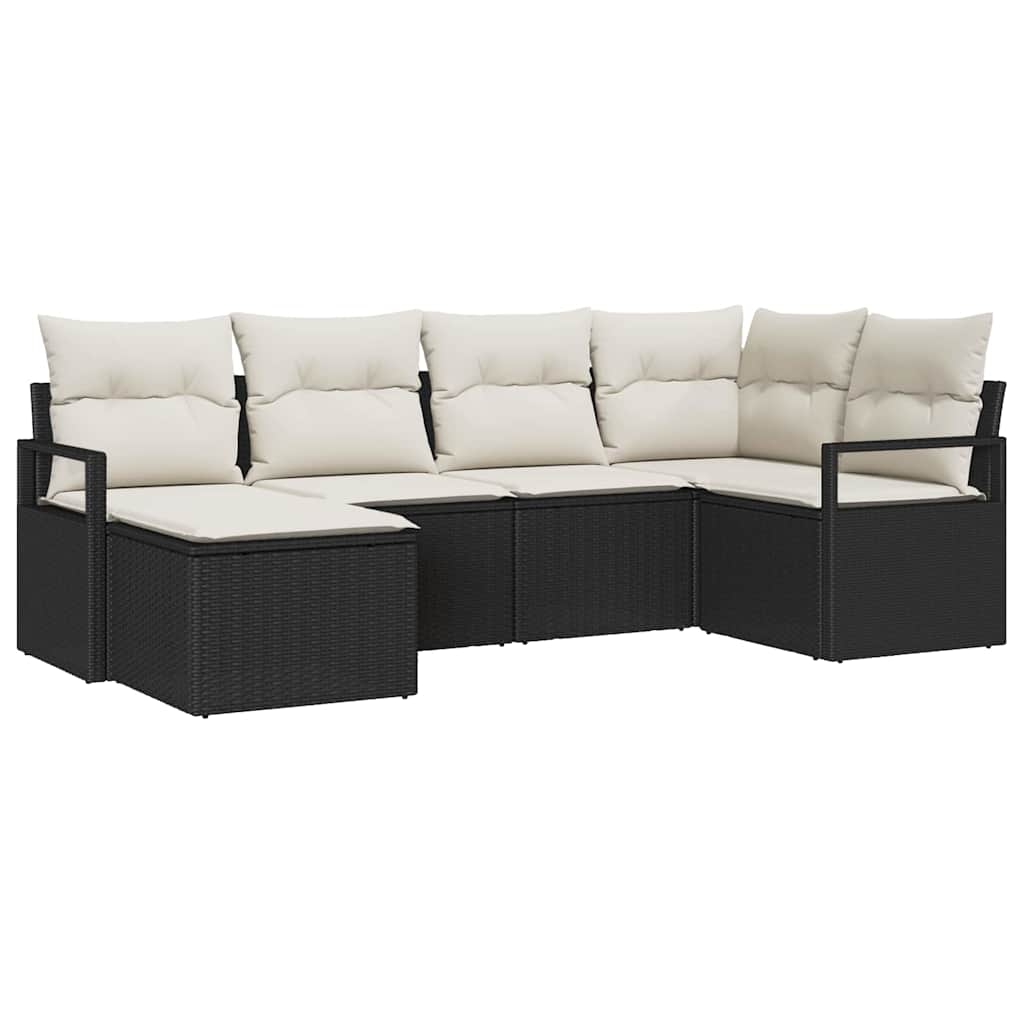 Sofa Sæt 6 stk. Sort polyrattan