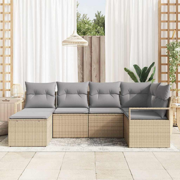 Sofa Sæt med pude 6 pcs Beige polyrattan