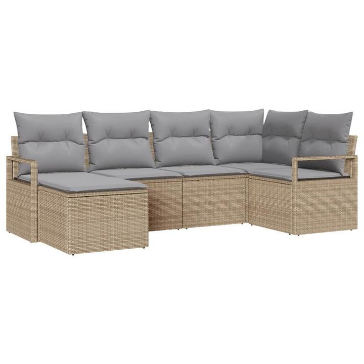 Sofa Sæt med pude 6 pcs Beige polyrattan