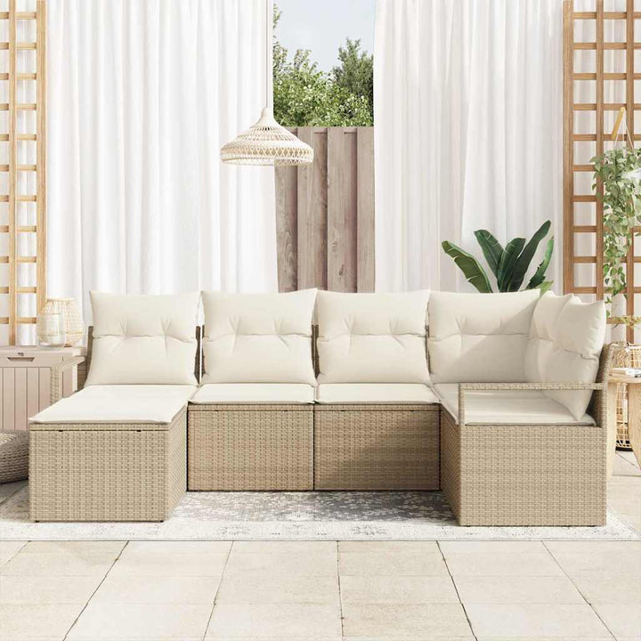Sofa Sæt med pude 6 pcs Beige polyrattan