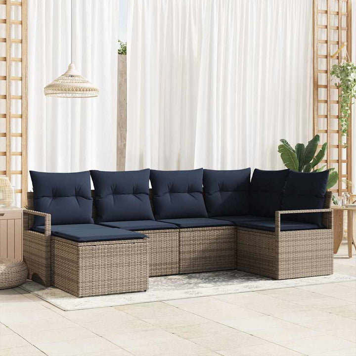Sofa Sæt med pude 6 pcs Grå polyrattan