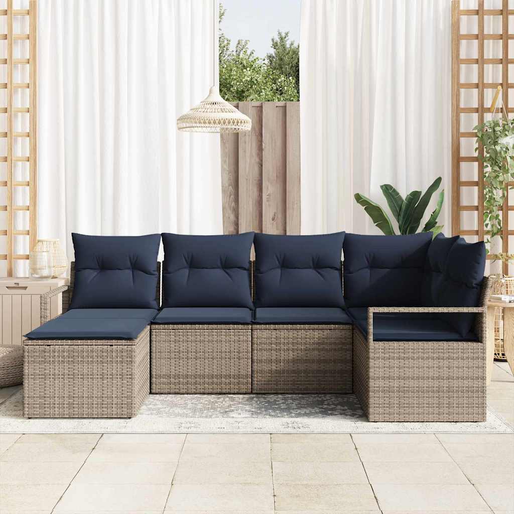 Sofa Sæt med pude 6 pcs Grå polyrattan