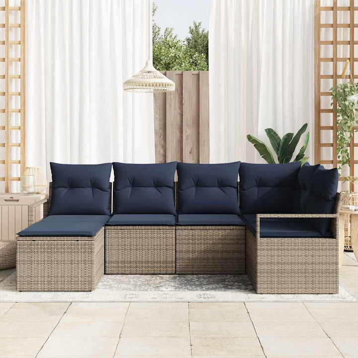 Sofa Sæt med pude 6 pcs Grå polyrattan
