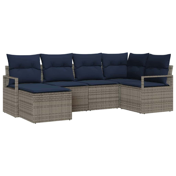 Sofa Sæt med pude 6 pcs Grå polyrattan