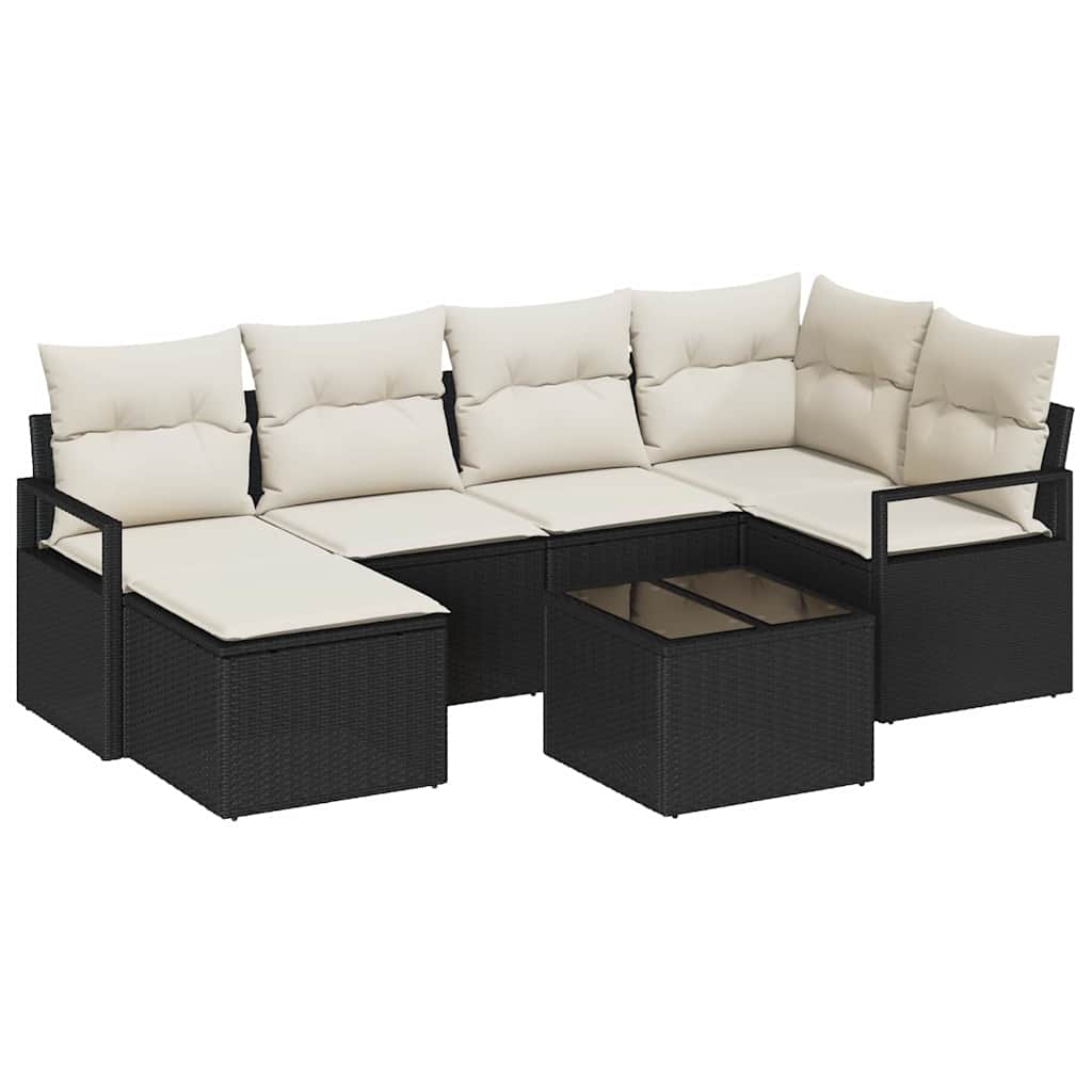 Sofa Sæt 7 stk. Sort polyrattan