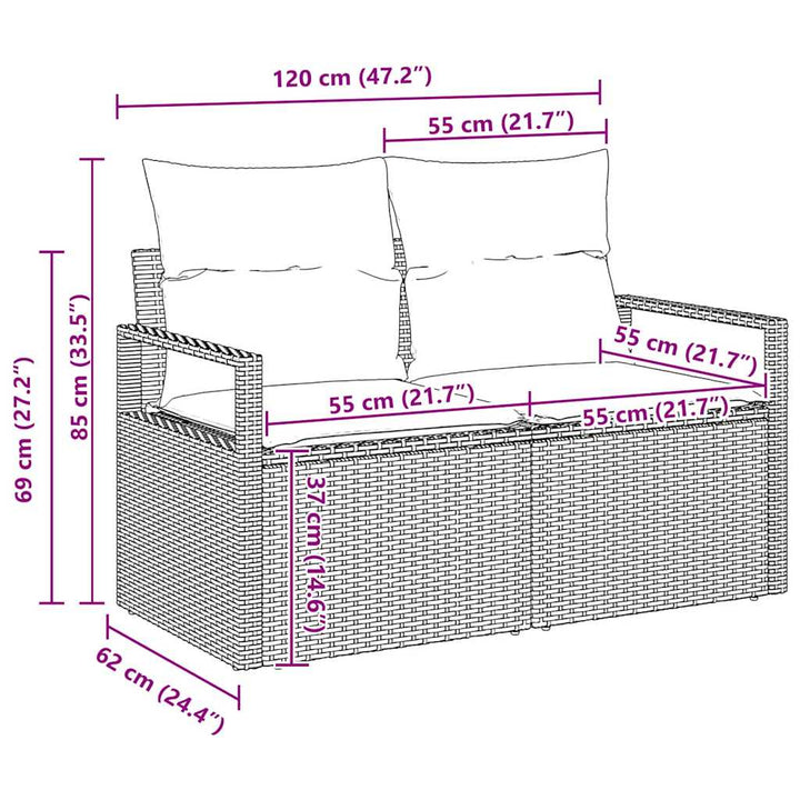 Sofa Sæt 7 stk. Sort polyrattan
