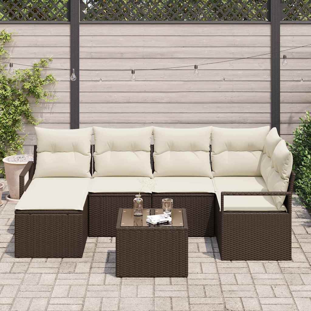 Sofa Sæt 7 pcs Brun polyrattan