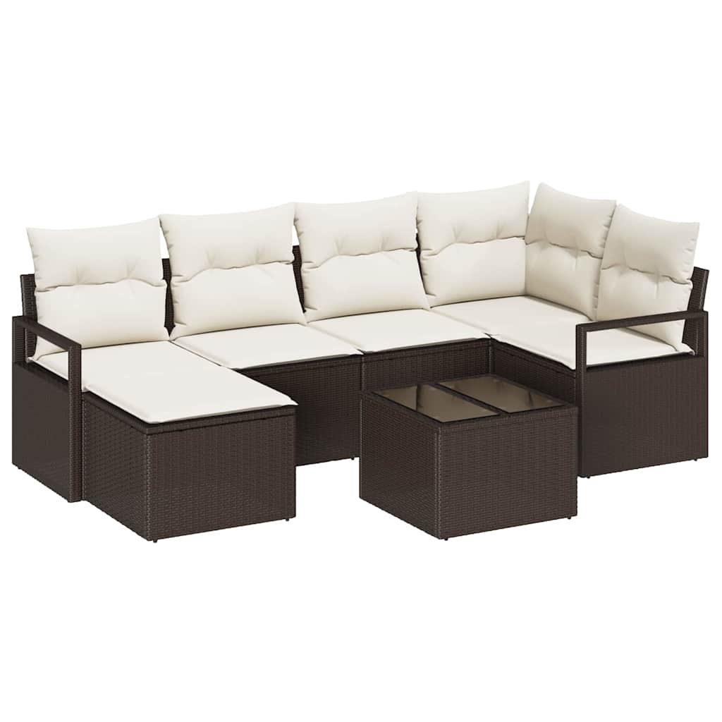 Sofa Sæt 7 pcs Brun polyrattan